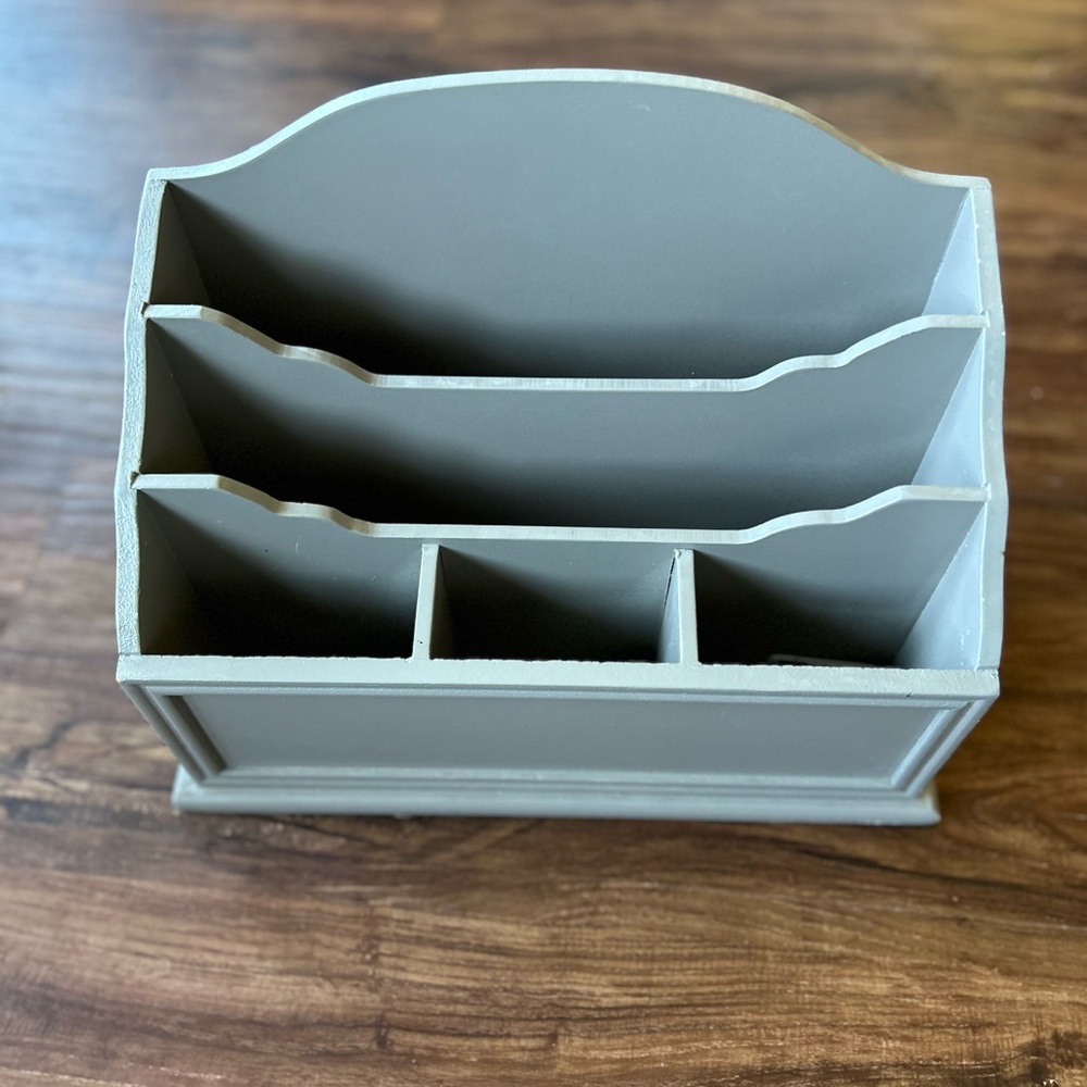 Mail / Desk Organizer Wooden Grey